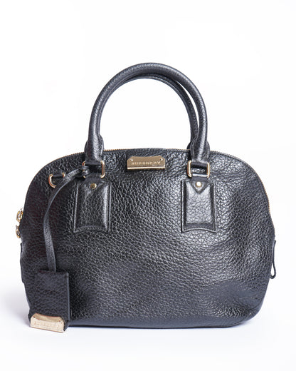 Burberry Pebbled Leather Orchard Top Handle Bag WIth Shoulder Strap