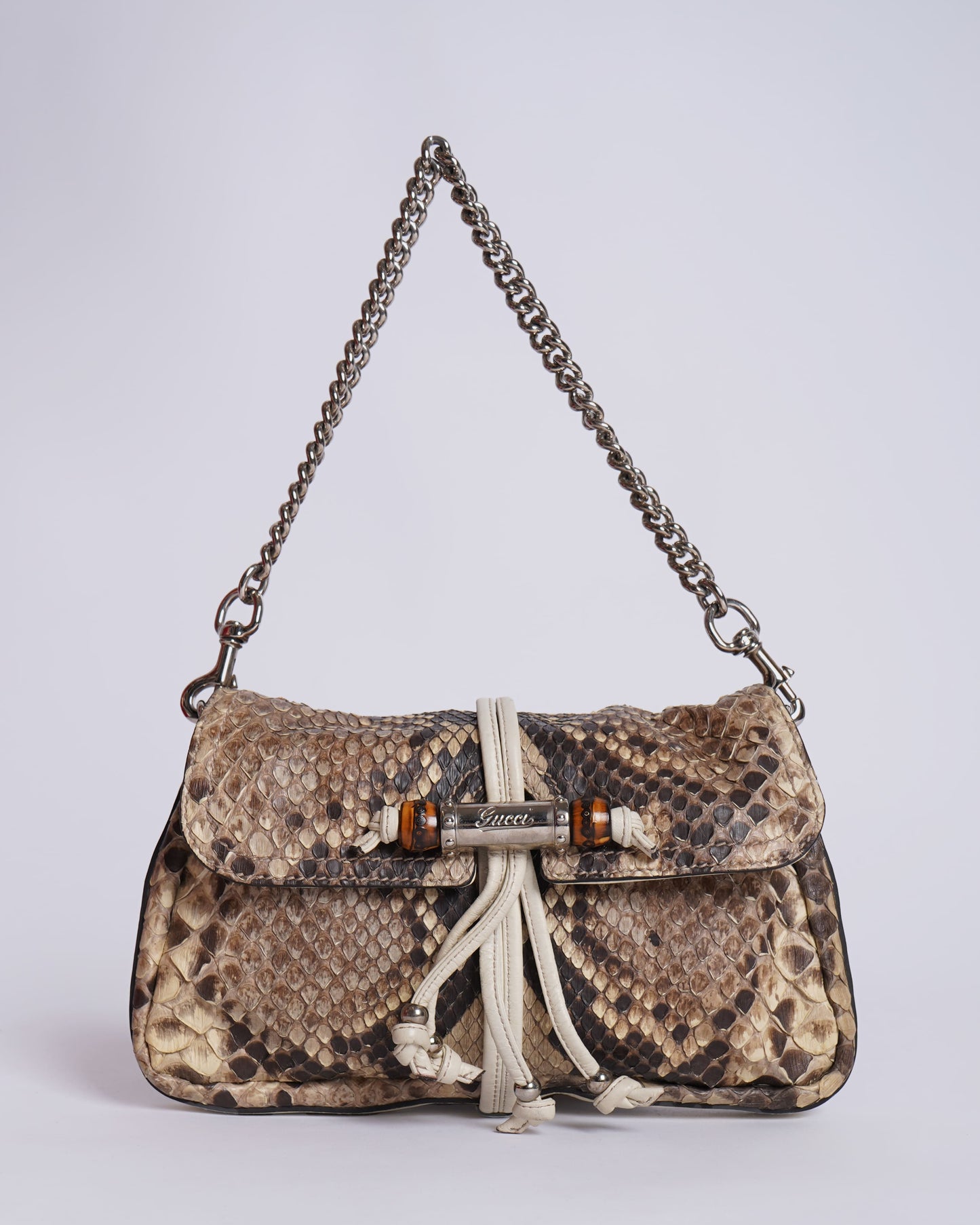 Gucci Python Bamboo Croisette Evening Bag