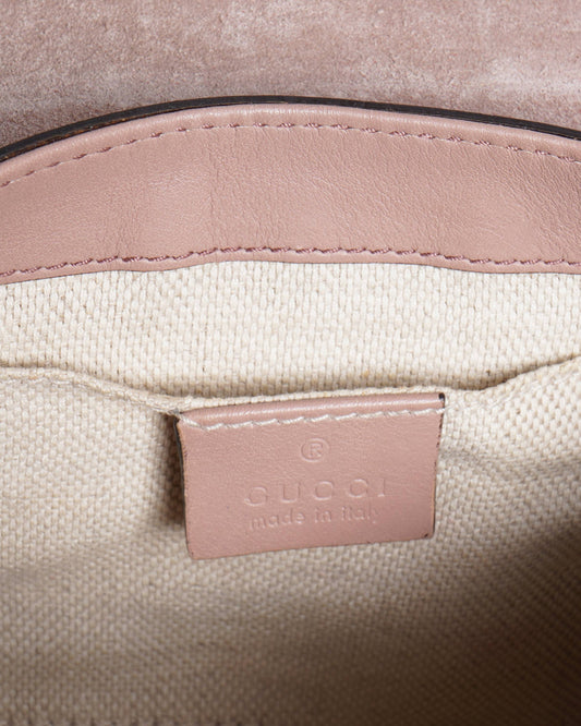 Gucci Beige Patent Leather Soho Flap Chain Crossbody Bag