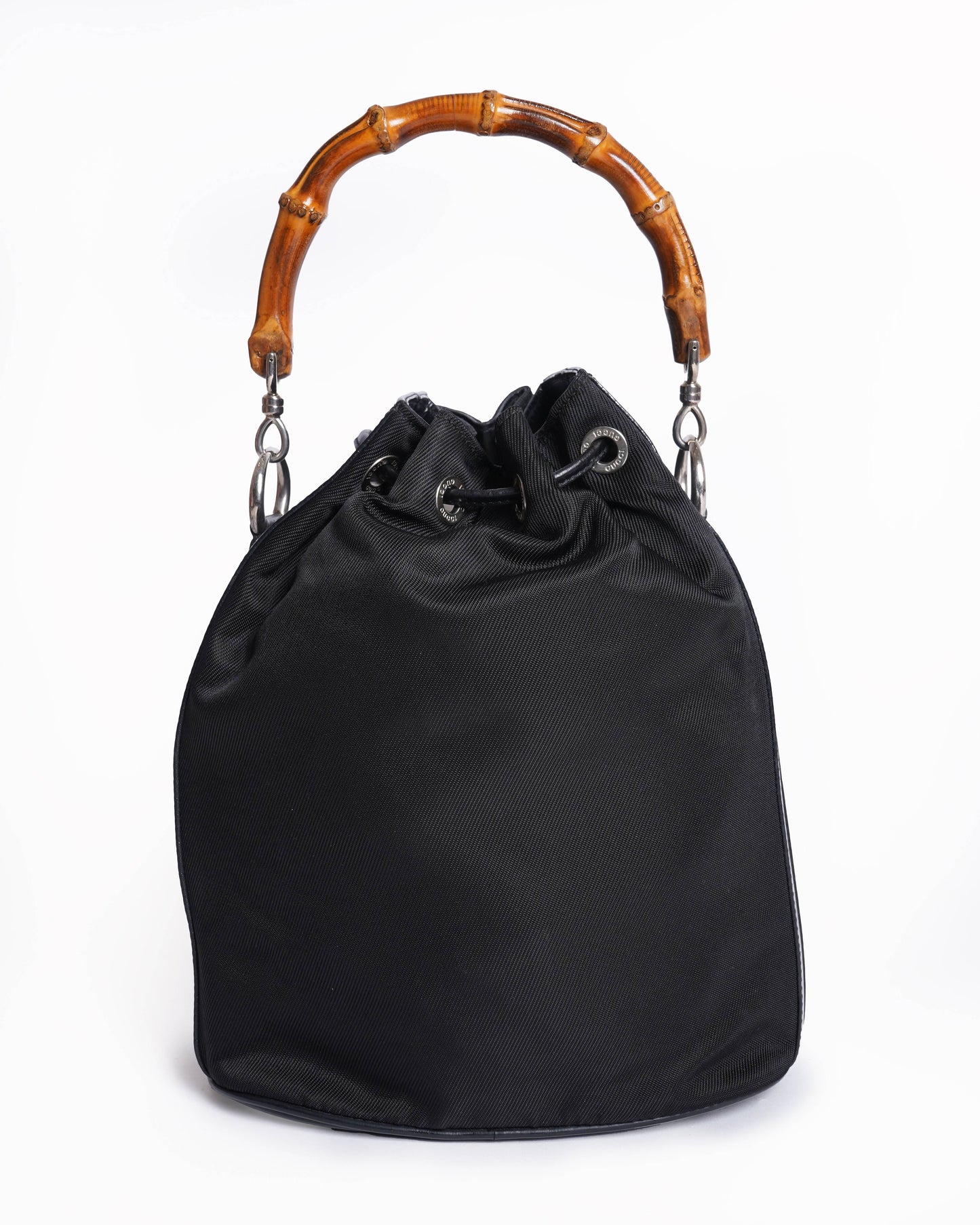 Gucci   Nylon Patent Leather Bamboo Bucket Bag
