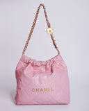 Chanel Pink Quilted Leather 22 Small Hobo