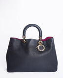 Christian Dior black leather medium diorissimo shopper tote bag
