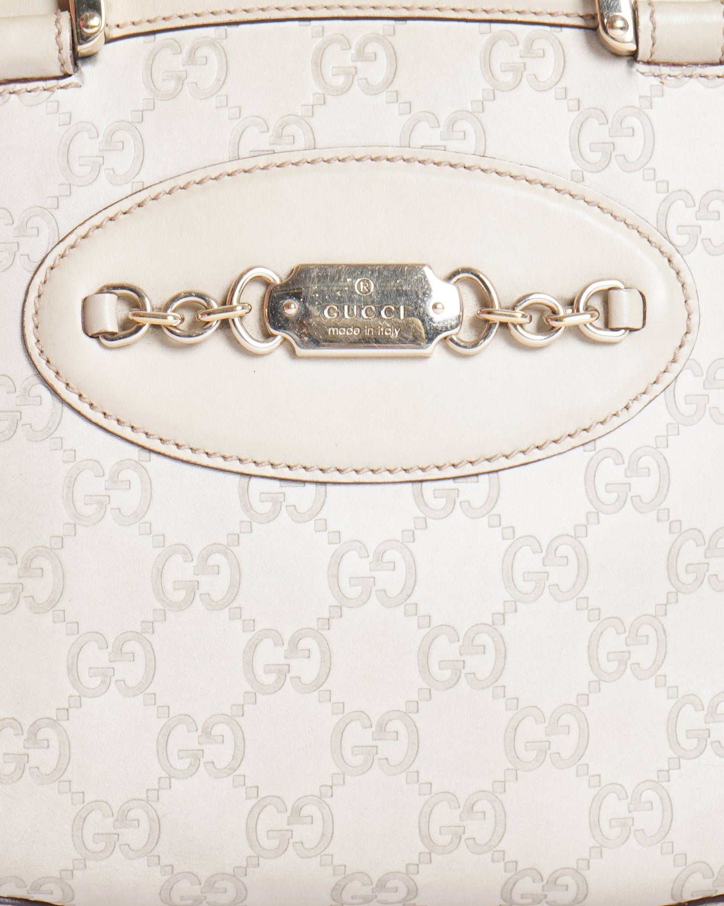 Gucci Off White Guccissima Leather Large Punch Satchel