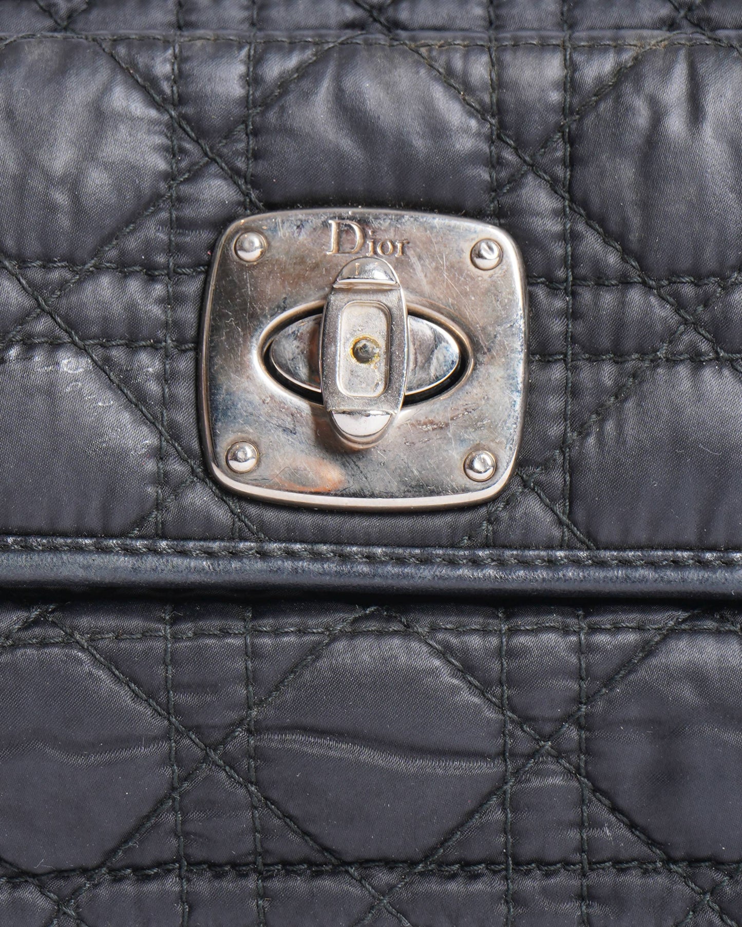 Christian Dior cannage chaining nylon shoulder bag