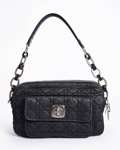 Christian Dior cannage chaining nylon shoulder bag