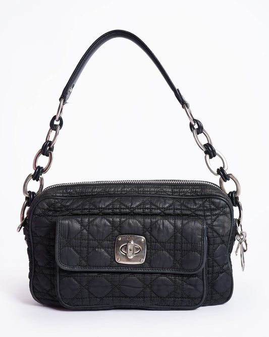 Christian Dior cannage chaining nylon shoulder bag