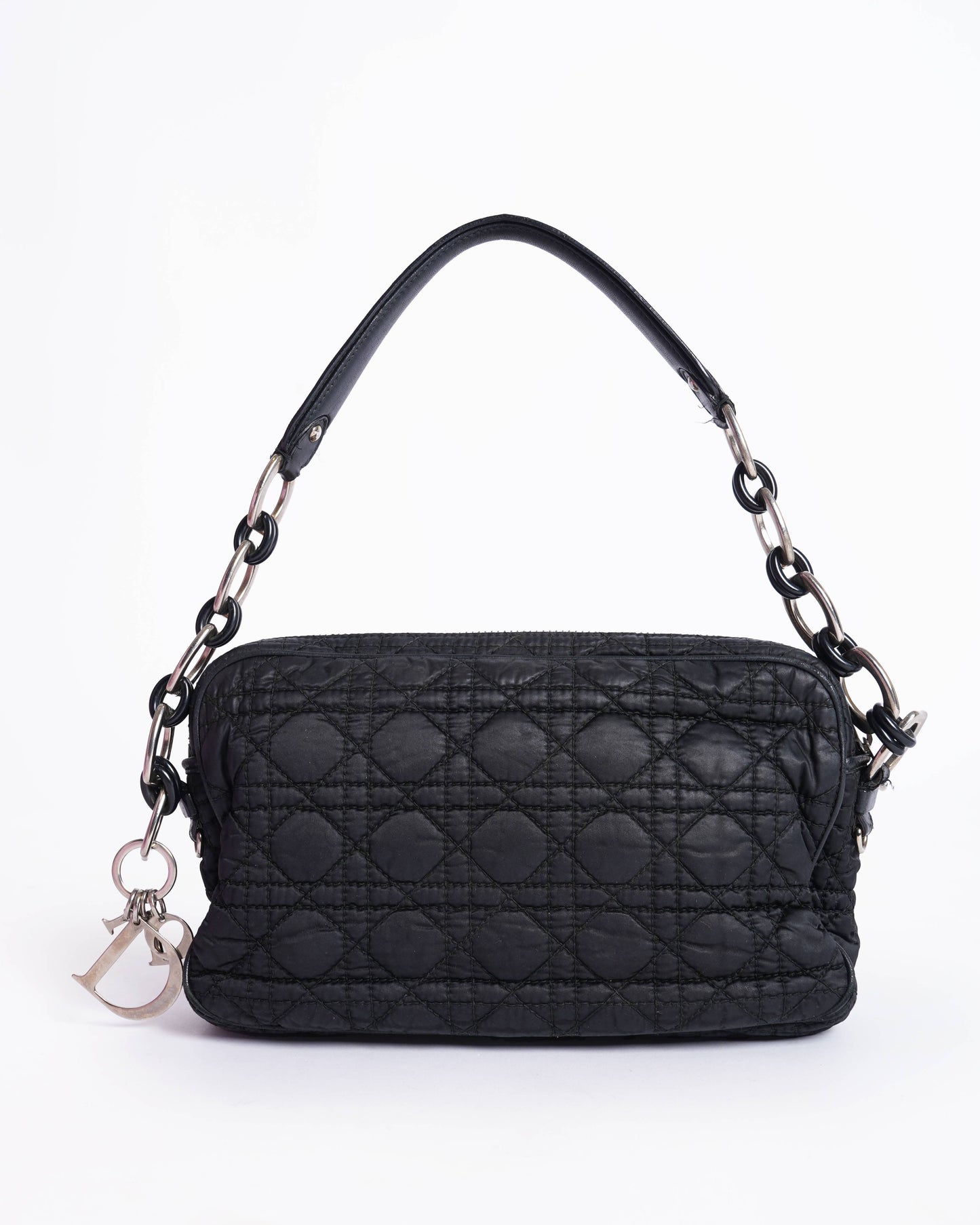 Christian Dior cannage chaining nylon shoulder bag