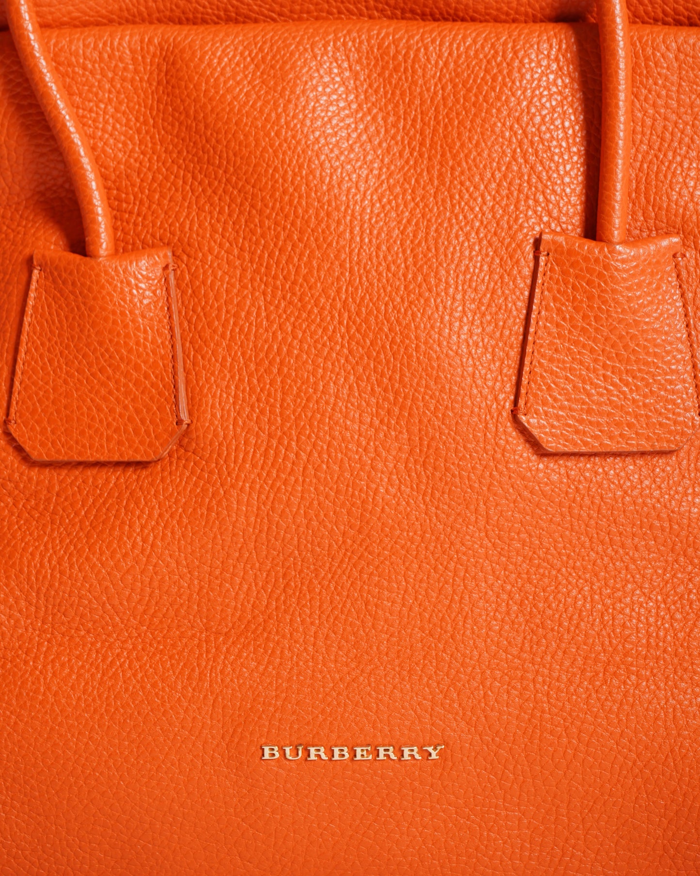 Burberry Baynard Leather Tote In Orange