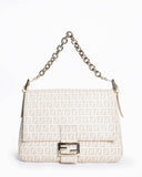 Fendi Cream/Light Gold Zucchino Canvas Mama Forever Shoulder HandBag