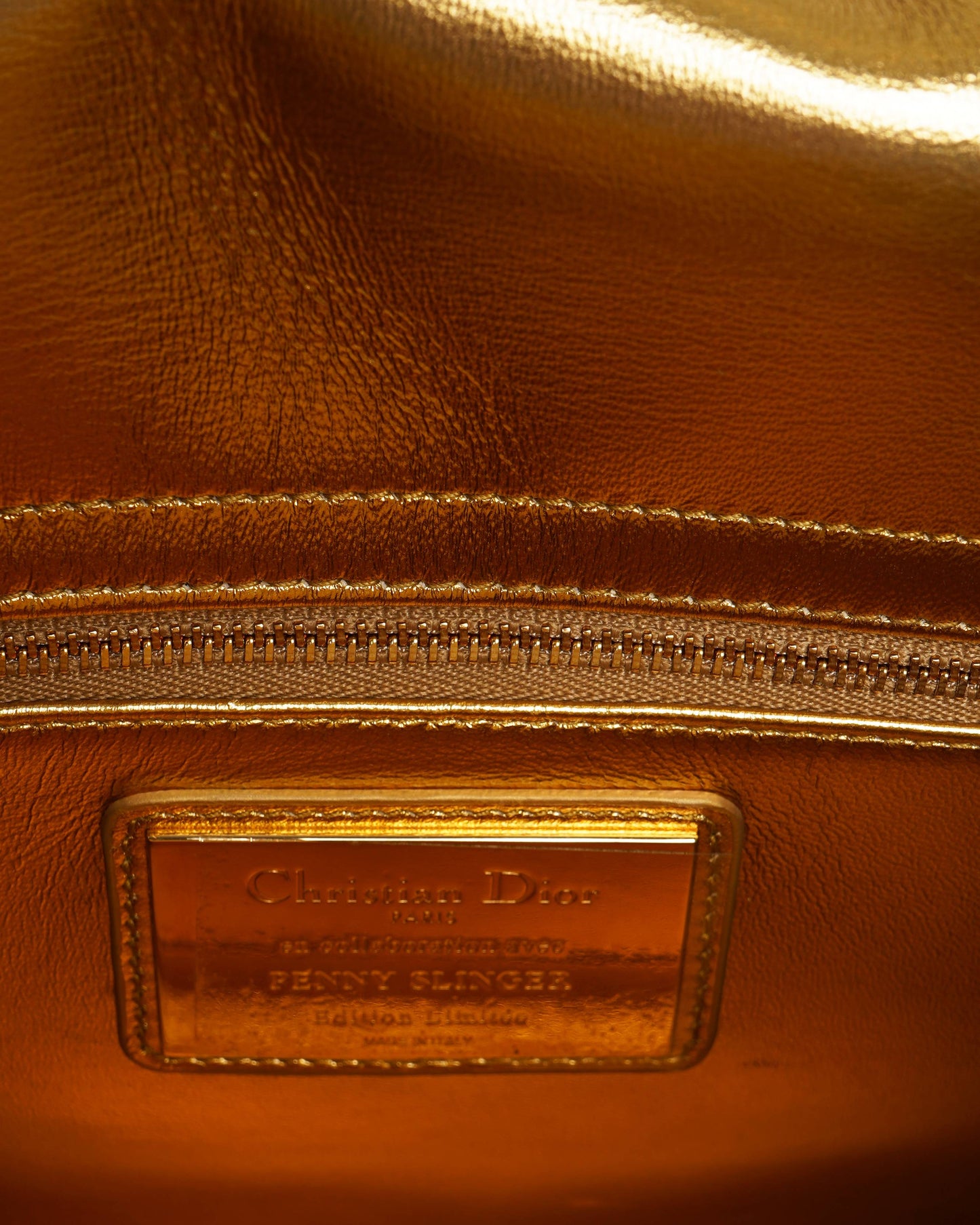 New Christian Dior Lady Dior Art Limited Edition Gold Handbag