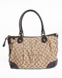 Gucci Beige GG Monogram Canvas & Leather Shoulder Bag