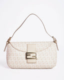 Fendi Zucchino Canvas Mamma Baguette Shoulder Bag Beige