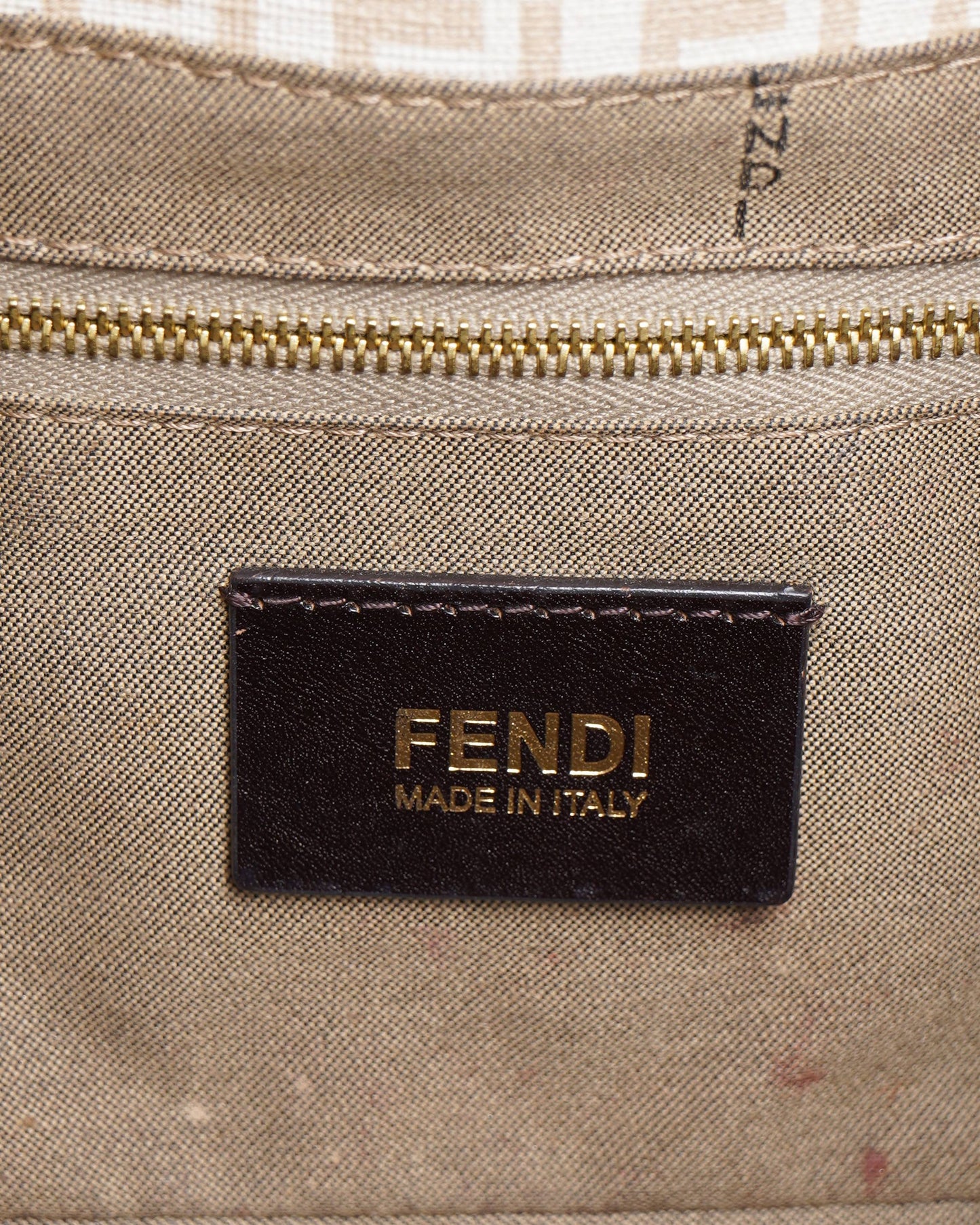 Fendi Zucchino Canvas Mamma Baguette Shoulder Bag Beige