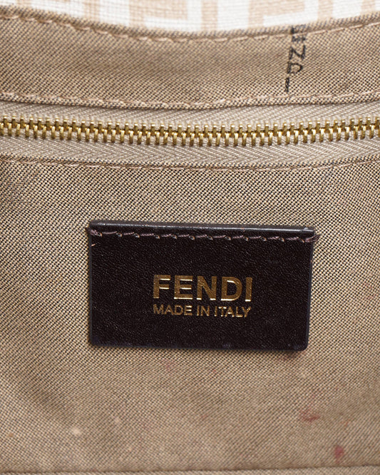 Fendi Zucchino Canvas Mamma Baguette Shoulder Bag Beige