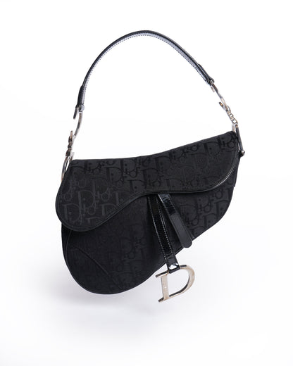 Christian dior saddle bag in black   signature canvas logo