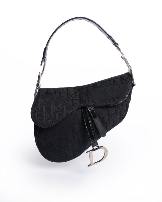 Christian dior saddle bag in black   signature canvas logo