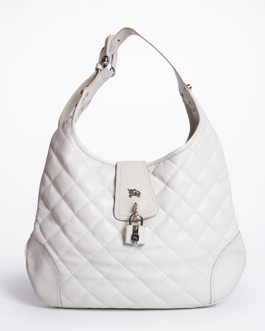 Burberry  White quilted leather brook hobo bag