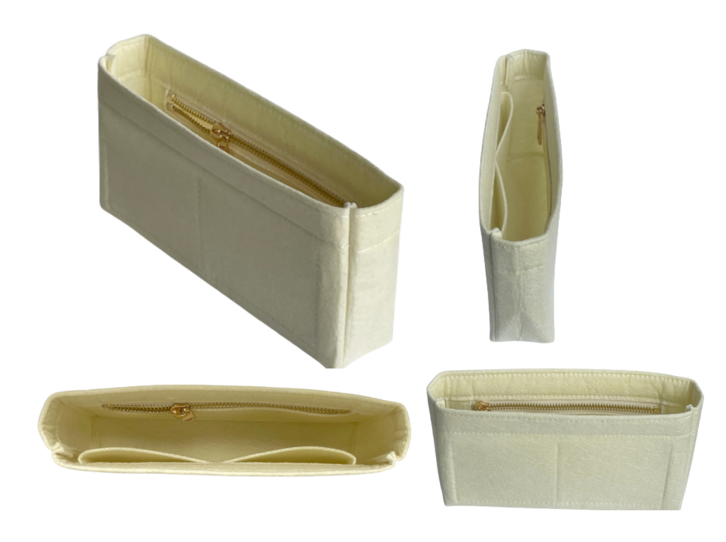[Large Lady D-LITE Bag Organizer] Felt Purse Insert (Slim with Zipper), Customized Bag Organizer, Liner Protector, Dlite