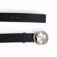 Gucci black leather gg buckle belt