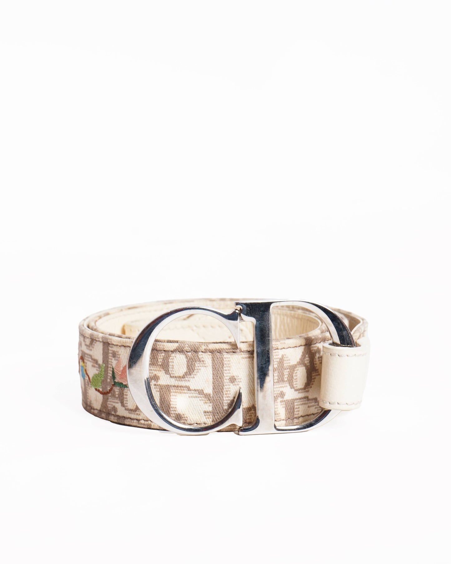 Christian Dior Diorissimo floral embroided belt