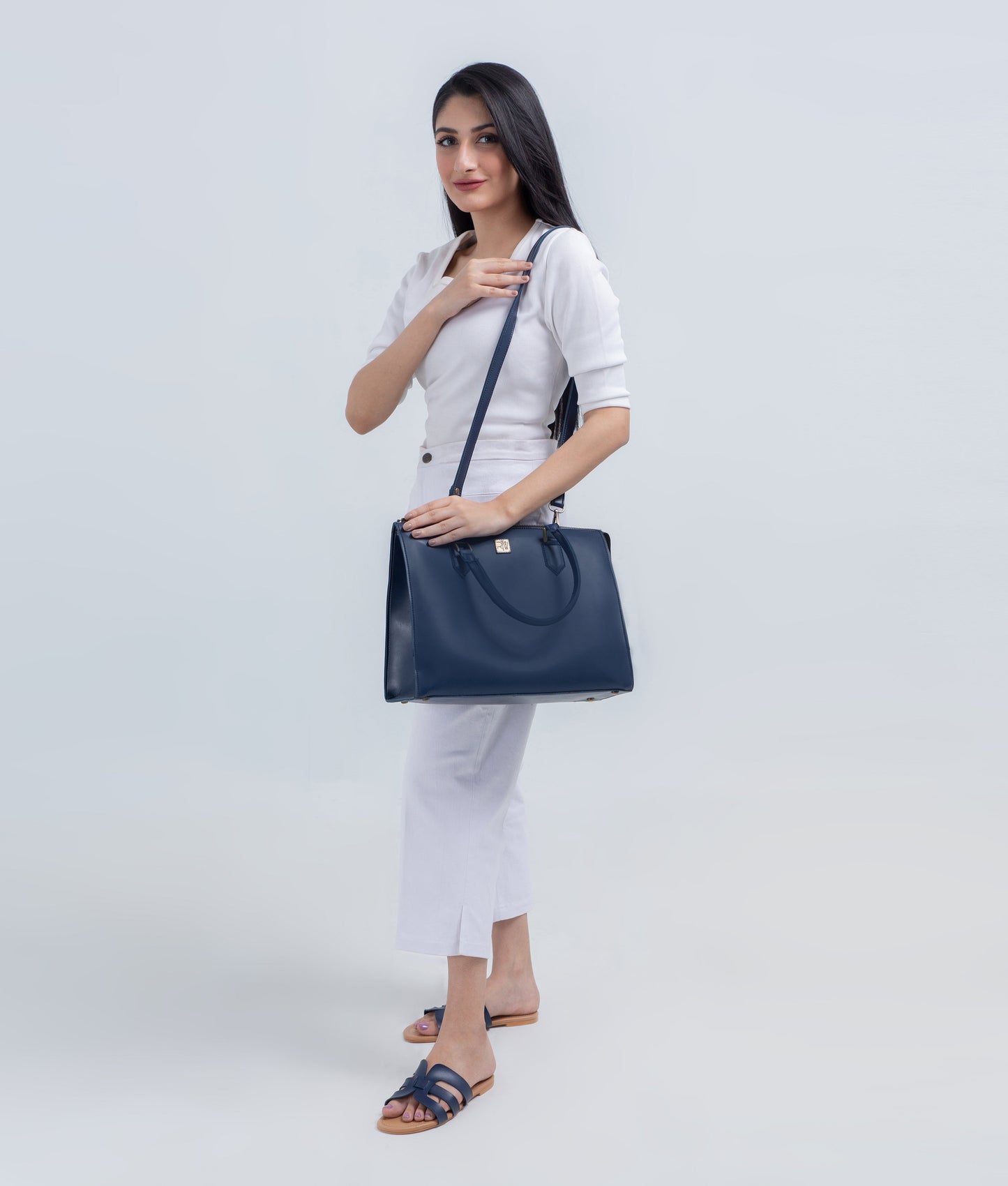 Blue workplace handbag