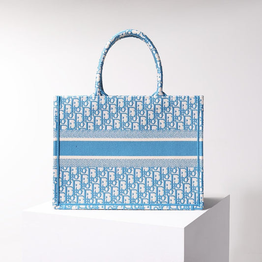 DIR1286 Book Tote blue BIG Handbag 36.5cm 41.5cm Embroidery LOGO blue