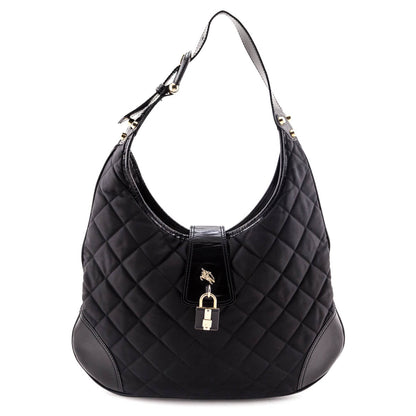 Burberry Black Quilted Nylon Brook Hobo Bag