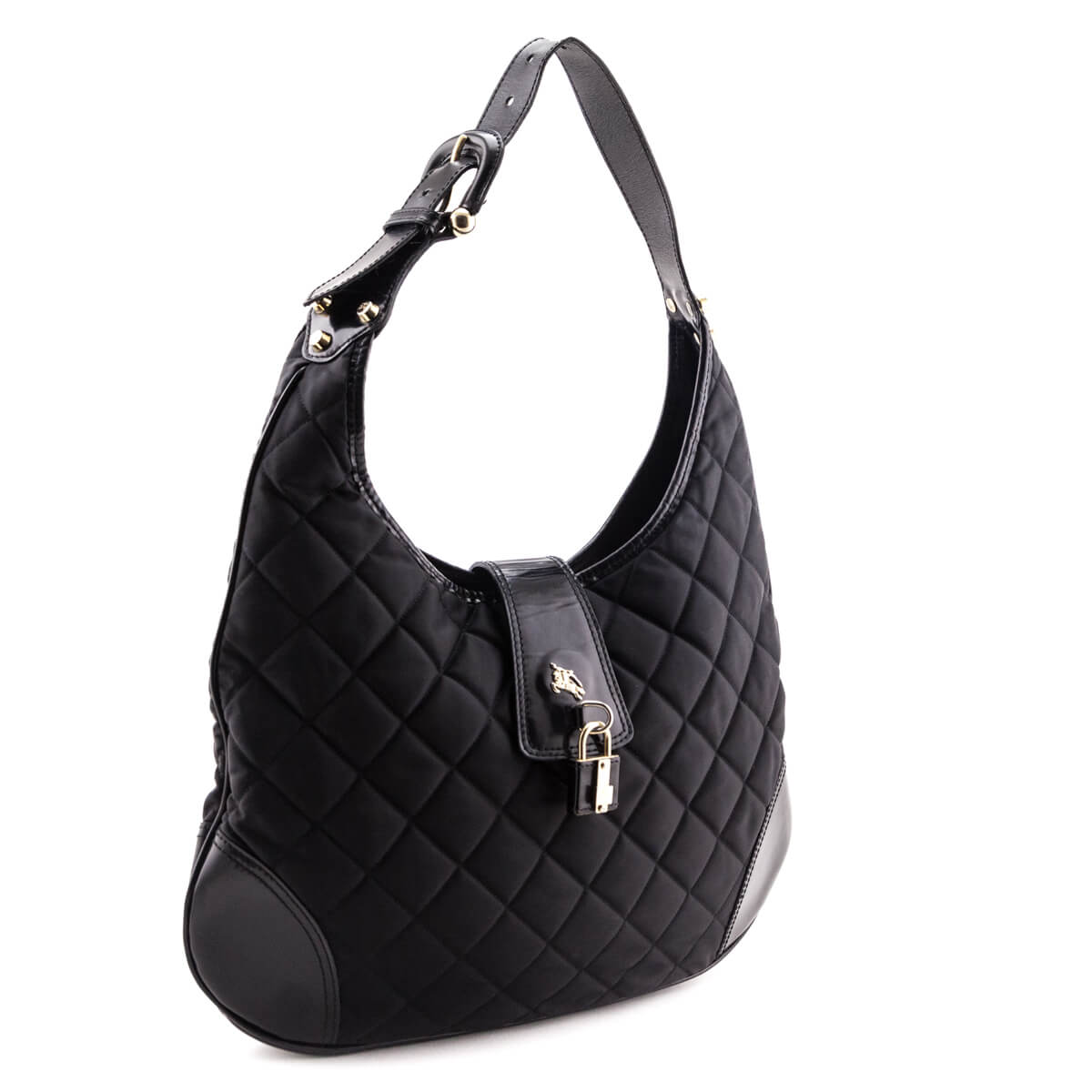 Burberry Black Quilted Nylon Brook Hobo Bag