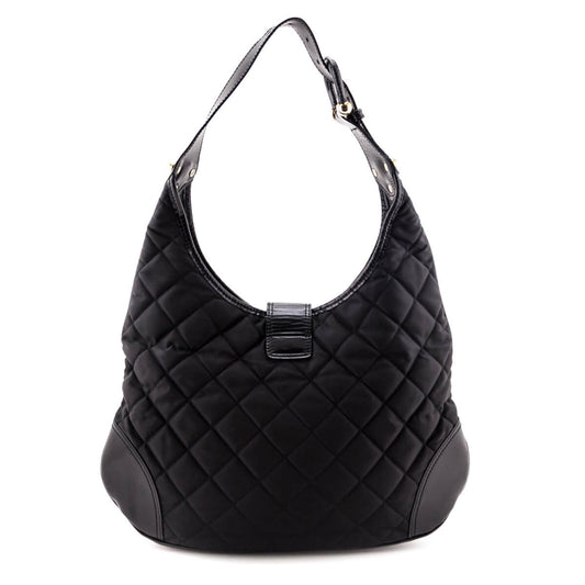 Burberry Black Quilted Nylon Brook Hobo Bag