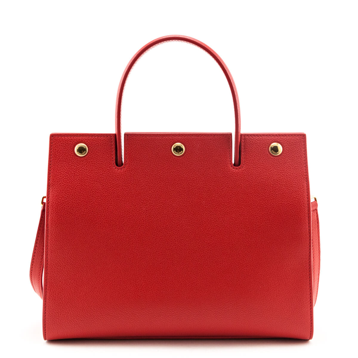 Burberry Bright Red Grained Calfskin Small Two-Handle Title Bag