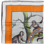 Burberry London Orange Monkey Print Silk Scarf