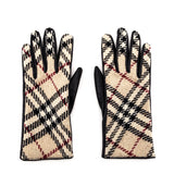 Burberry London Wool & Leather Check Gloves