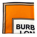 Burberry Orange Silk London England Logo Scarf