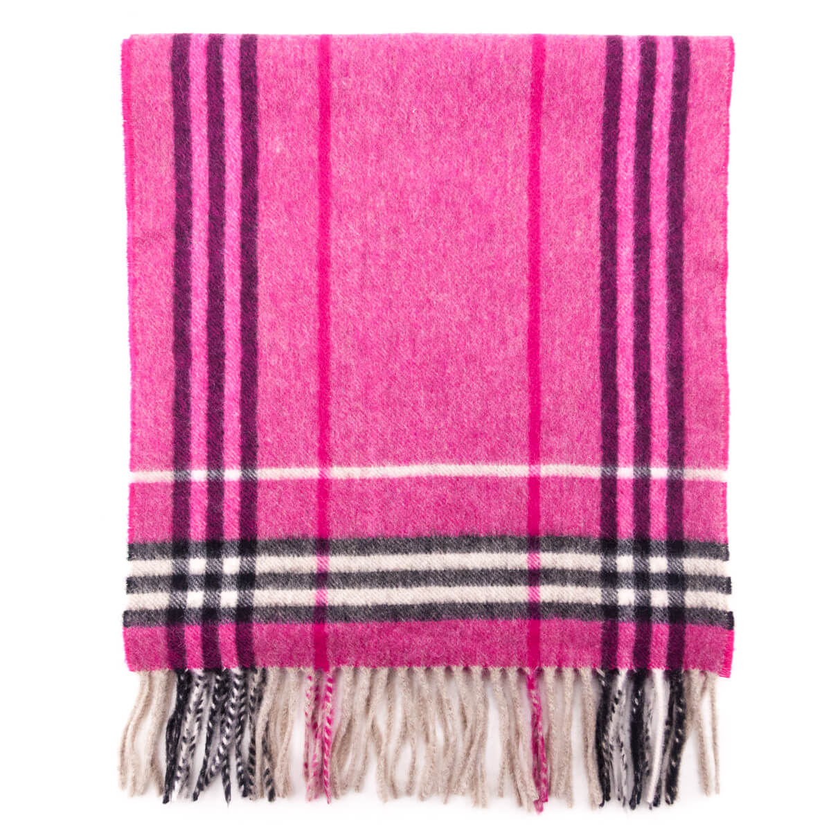 Burberry Pink Cashmere & Wool Check Scarf