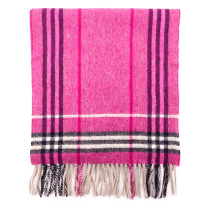 Burberry Pink Cashmere & Wool Check Scarf