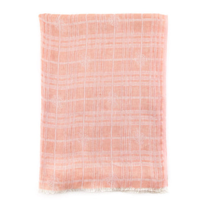 Burberry Pink Linen Blend Check Oblong Scarf