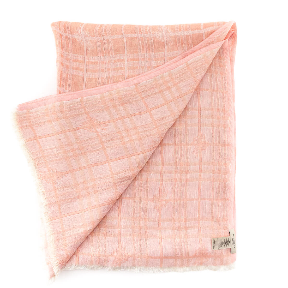 Burberry Pink Linen Blend Check Oblong Scarf