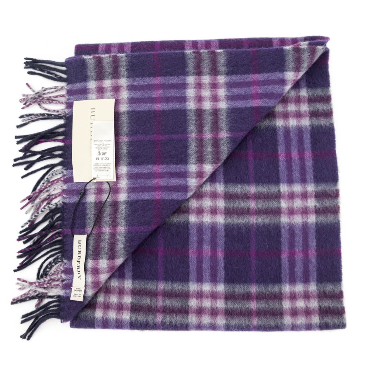 Burberry Purple Check Cashmere Scarf