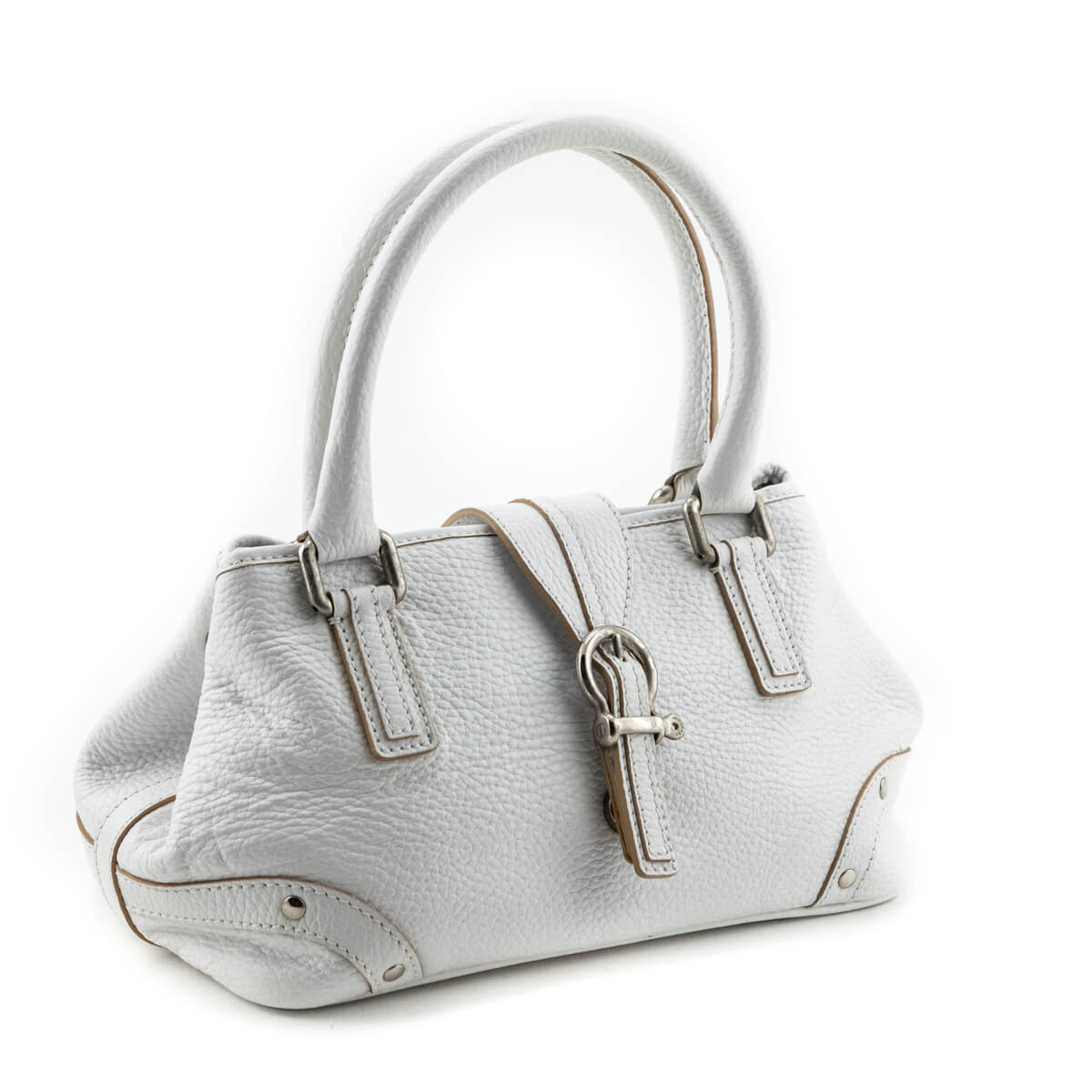 Burberry White Grained Calfskin Mini Bag