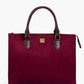 Burgundy suede workplace handbag