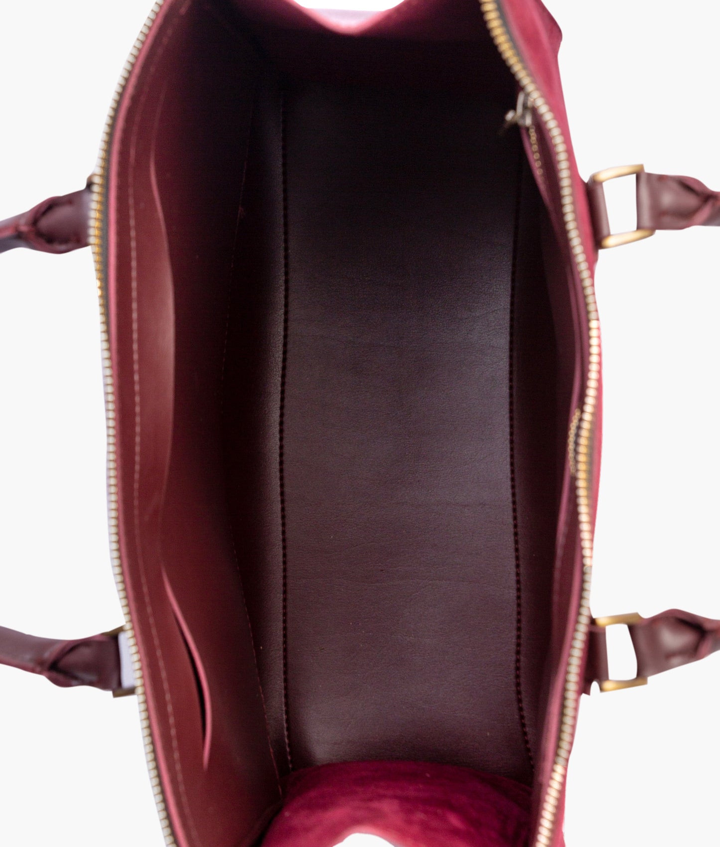 Burgundy suede workplace handbag