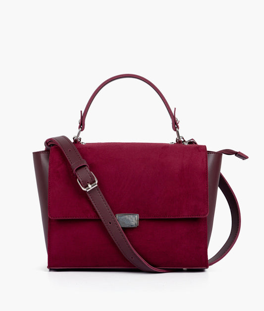 Burgundy suede mini messenger bag