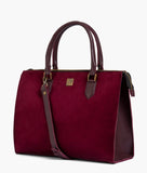 Burgundy suede workplace handbag