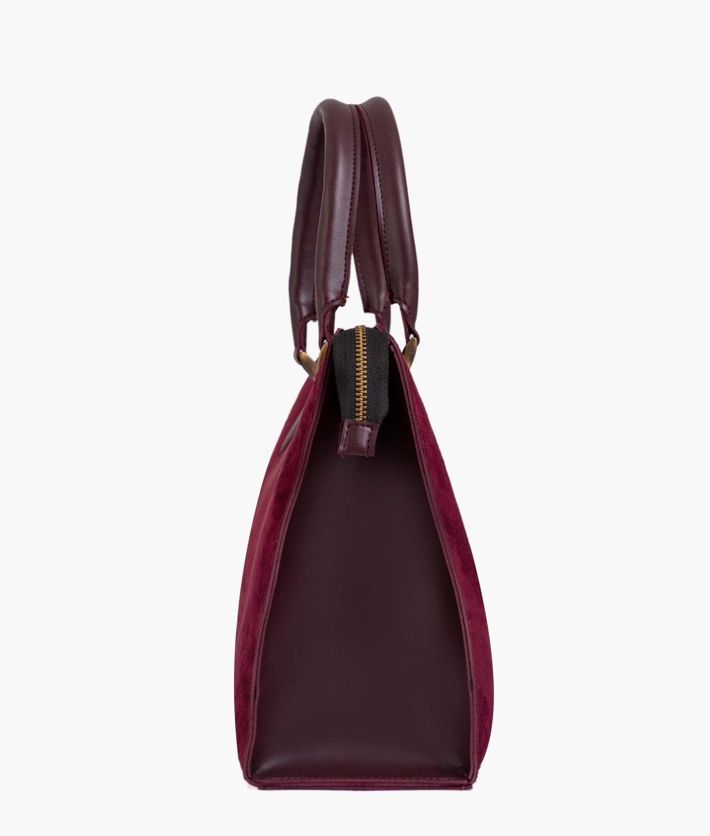 Burgundy suede workplace handbag