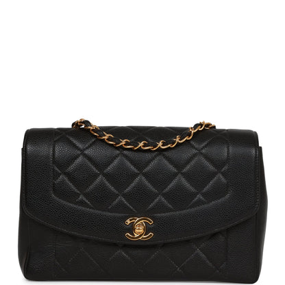 Chanel   Medium Diana Flap Bag Black Caviar Gold Hardware