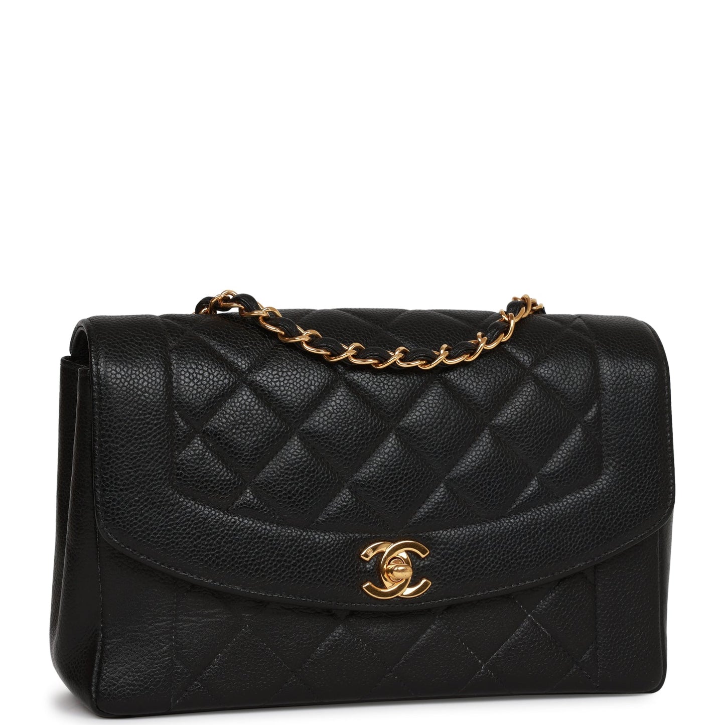 Chanel   Medium Diana Flap Bag Black Caviar Gold Hardware