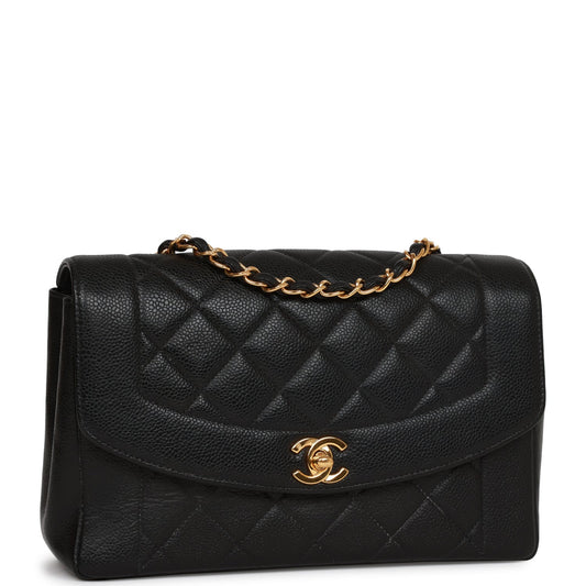 Chanel   Medium Diana Flap Bag Black Caviar Gold Hardware