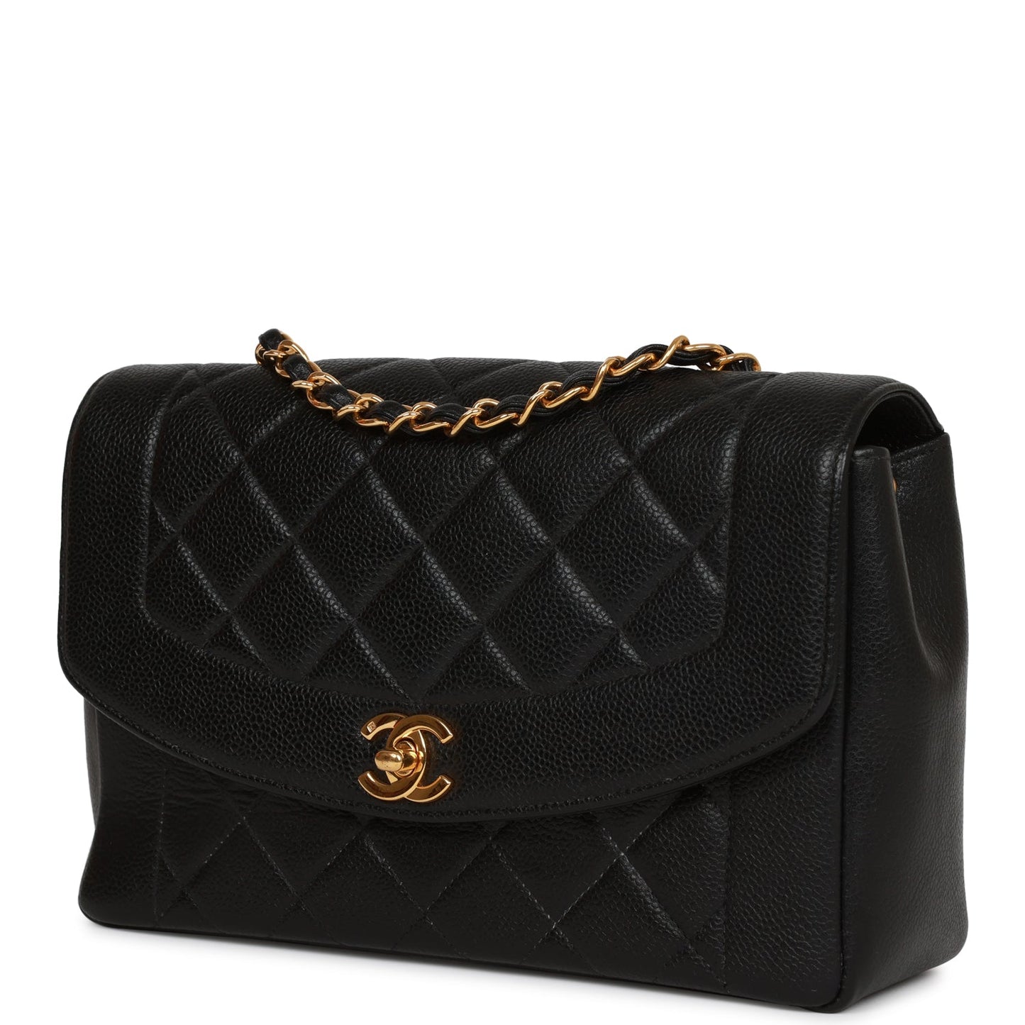 Chanel   Medium Diana Flap Bag Black Caviar Gold Hardware