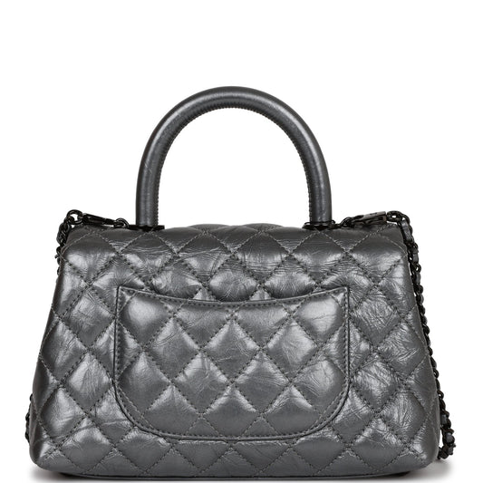Chanel Small Coco Handle Flap Bag So Black Calfskin Black Hardware