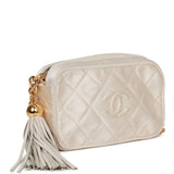 Chanel Mini Camera Bag Beige Satin Gold Hardware